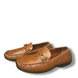 Donald J Pliner Eleo Driving Loafers Shoes Horsebit Moc Toe Brown Leather Sz 9.5